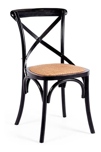 Silla De Comedor De Madera Asiento Rattan Diseño - Cross X 2 Color de la estructura de la silla Negro