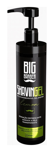 Shaving Gel De Barbear Big Barber 750ml Limão Combo 6 Unidad