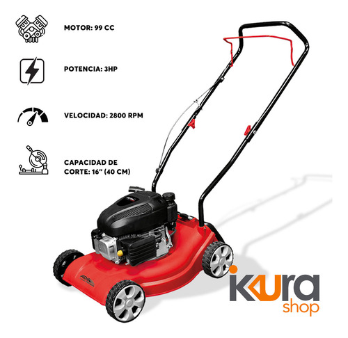 Podadora De Césped A Gasolina Adir 13240 Potencia 3hp Rojo