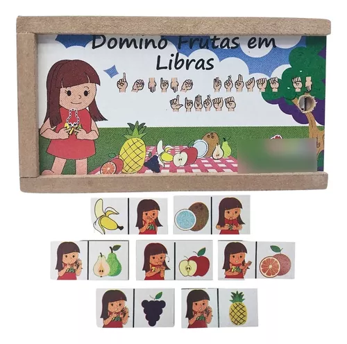 Dominó Alfabetização - Libras - Jogo Educativo em Madeira 28 Peças