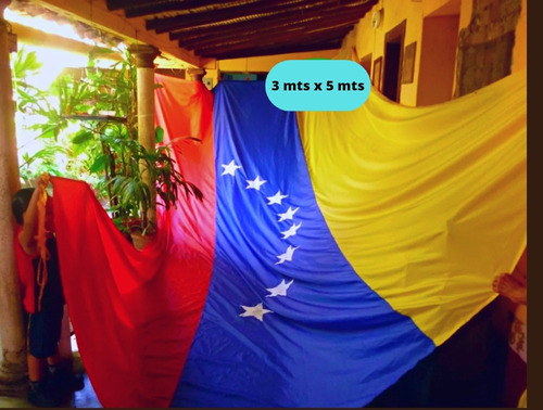 Bandera De Venezuela 5x3 Mts. Escudo Pintado A Mano. Fabrica