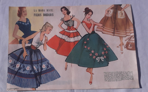 Lamina De Revista Antigua * Faldas Bordadas * Moda (Usado)