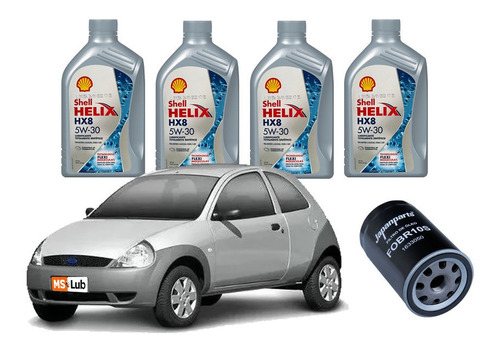 Kit Troca De Óleo Para Ford Ka 3.5 2001 2002 2003 Shell 5w30