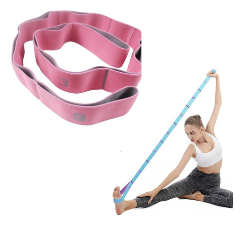 Banda Elástica Resistencia 9 Niveles Pilates Yoga 4cm Ancho