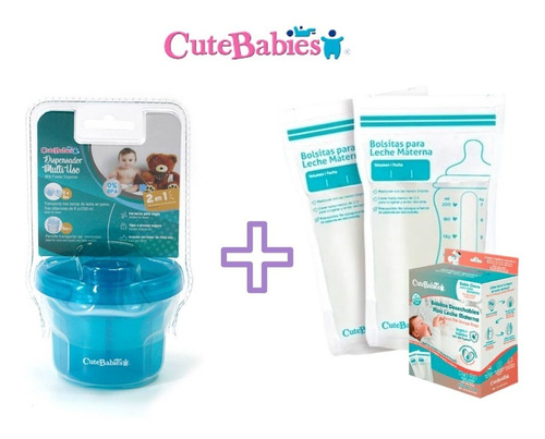 Dispensador Multiuso Azul + 30u Bolsitas De Leche Cutebabies