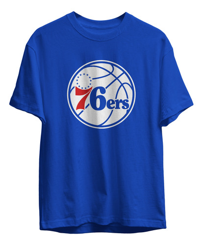 Remera Basket Nba Philadelphia 76ers Azul Logo Completo