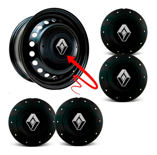 Imagem 2 de 7 de Jg 4 Calotas Tampa Roda Ferro Renault Aro 14 15 Amarok 4x100