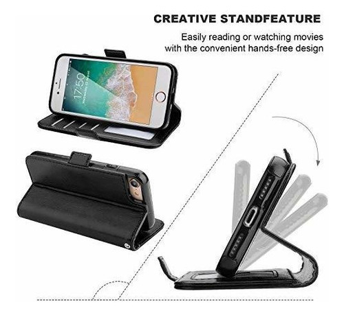 Vaburs iPhone 7 Flip Case iPhone 8 Billetera Con Tarjetero,