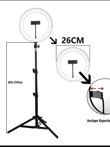 Trípode 2 Metros + Aro De Luz De 26 + Soporte Celular
