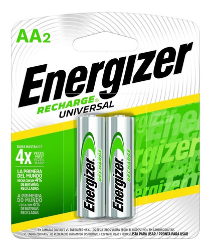 Imagen 1 de 6 de Blister 2 Pilas Recargables Energizer Aa 2000mah 1000x Nh15 - Importadora Fotografica - Distribuidor Oficial Energizer