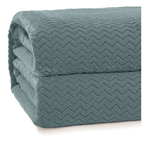 Cobertor Solteiro Plush Tweed Cor Verde Capri