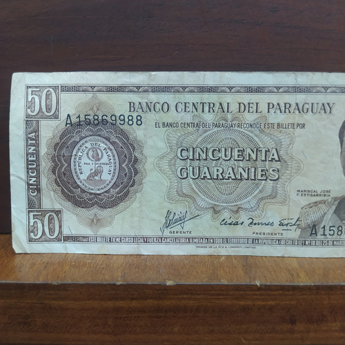 Billete 50 Guaraníes Paraguay 1952 Pick# 197