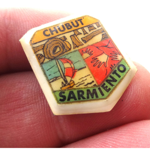 Pin Antiguo Coleccionable Chubut Sarmiento Escudo Arte Rupes (Usado)