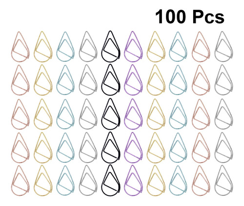100 Clips De Papel Con Forma De Gota De Agua, Dorado, Platea