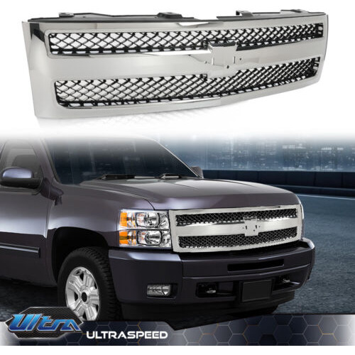 Grille Fit For 2007-2013 Chevrolet Silverado 1500 Chrome Oab