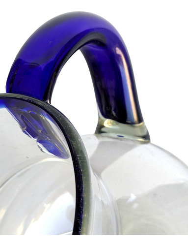 Set Jarra Y Vasos De Vidrio Artesanal Alta Calidad Azul