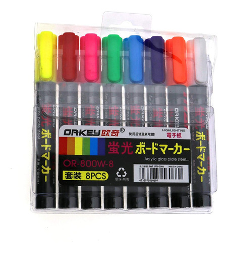 Marcador Fluor Para Pizarra Led 8 Colores Tinta Seca Premium