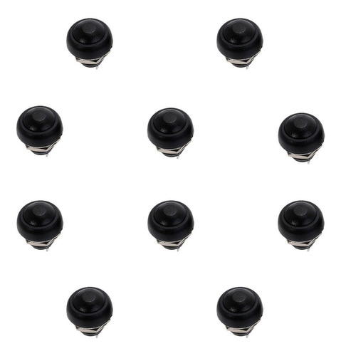 10 Piezas - Pbs-33b Mini Push Button Boton Contra Agua 12mm Color Negro
