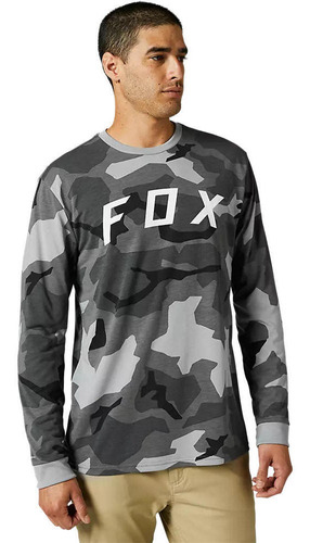 Polera Lifestyle Bknr Manga Larga Camo Negro Fox