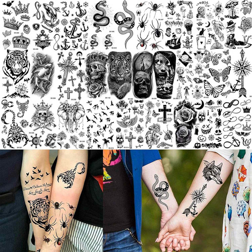 Bilizar 48 Hojas De Tatuajes Temporales Pequeños En 3d Para