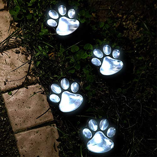 Luces Solares Estampado Patas Perro Gato Lámpara Led Decorac