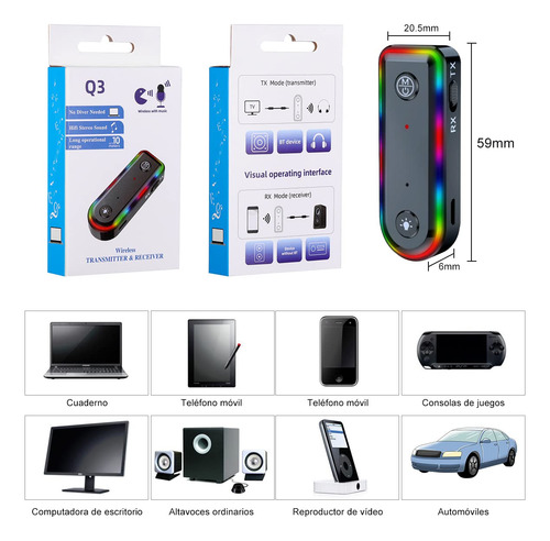 2 En 1 Receptor Transmisor Bluetooth 5.3 De Coche,