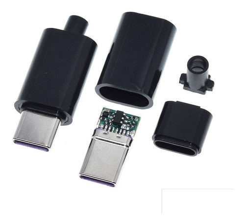 Conector Macho Usb Tipo C 65w 5a 12x25mm