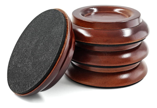 4 Tazas Verticales Piano Ruedas De Madera Maciza Negra,...