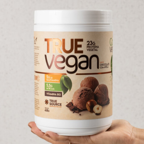 2x Sachê True Vegan Proteína Chocolate Avelã True Source 34g Sabor Chocolate Com Avelã