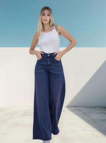 Jean Wide Leg Rígido Matizado Dama Diva