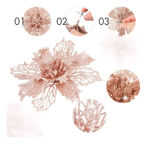 24 Flores Navideñas Para Árbol Navidad Ornamento Con Clips