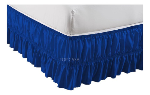 Saia Para Cama Box Casal, Queen E King Size - Duplo Elástico Cor Royal