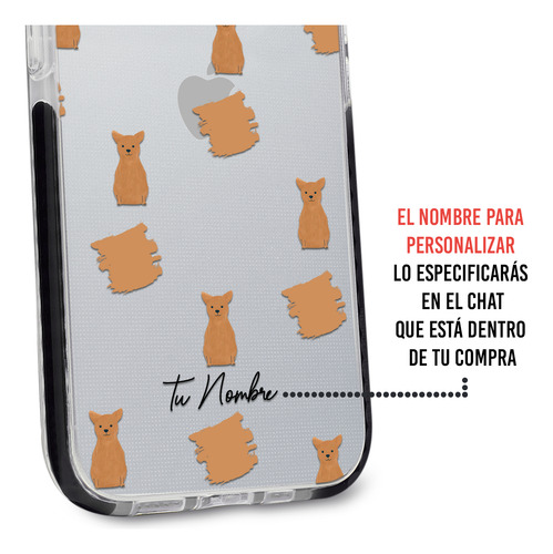 Funda Para iPhone Mujer Perro Chihuahua Manchas Tu Nombre