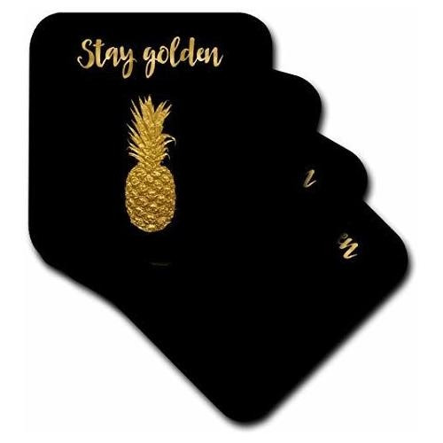 3drose Stay Golden Typography And Pineapple, Set Of 8 Soft C