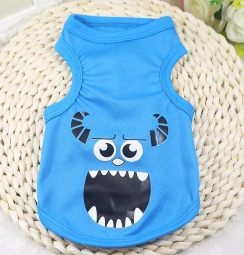 Polera De Verano Para Mascotas Perro Gato Monster Inc Azul 