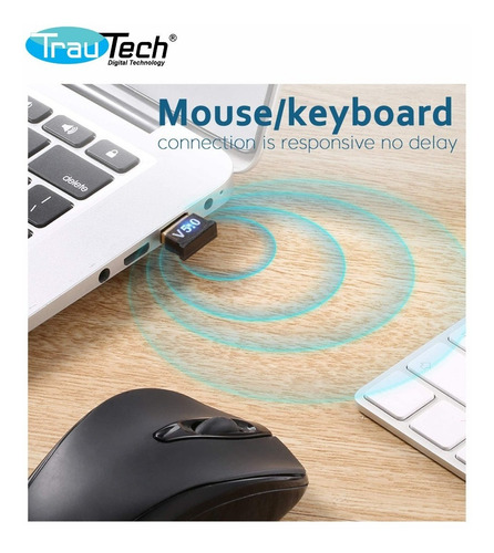 Adaptador Usb Bluetooth 5.0 Trautech Para Pc O Laptop 10 Mts