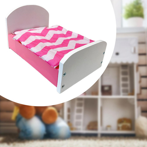 Dollhouse En Miniatura Con Juego De Ropa De Cama Mini Rosa
