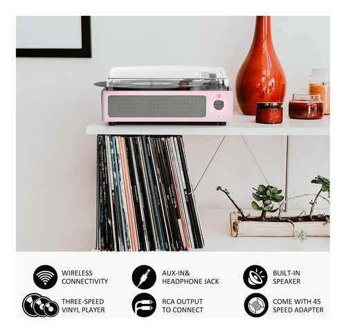 Jugador De Discusión De Vinilo Con Altavoces Giradrones Para