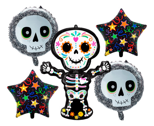 Bouquet Globos Calavera Catrina Haloween Fiesta Mexicana