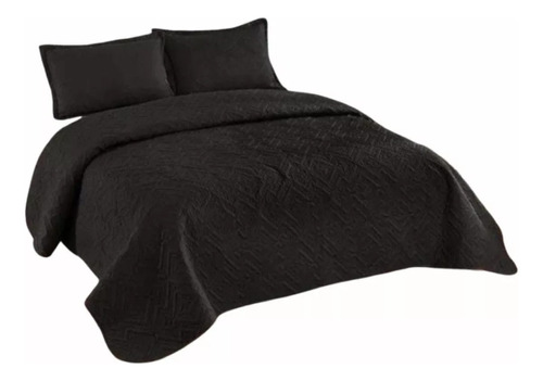 Cubrecama Quilt De Verano 2 Plazas Lisos Color Negro 