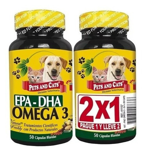 Imagen 1 de 1 de  Omega 3 Para Mascotas Epa  Dha X 50 Capsulas X 2 Tarros