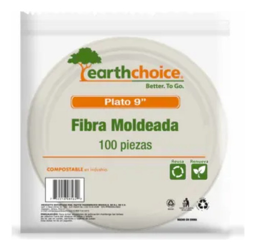 Plato Liso Earth Choice 9 Con 400 Pzas