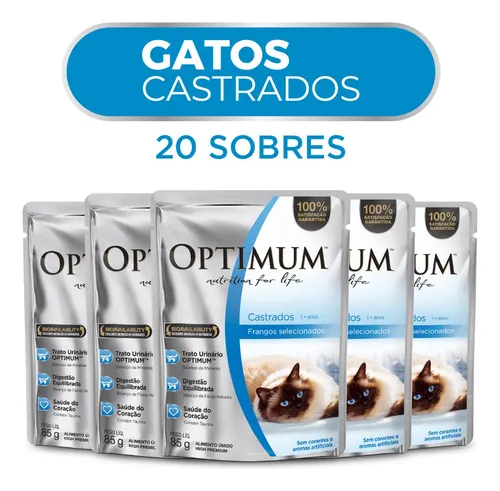 Optimum Alimento Húmedo Para Gato Adulto Castrado Pollo 20 S