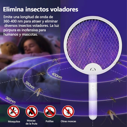 Matamoscas Eléctrico Recargable Y Plegable Con Luz Led