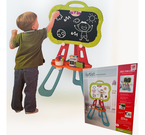 Caballete Pizarrón Magnético Doble Para Niños Kit Completo