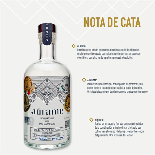 Mezcal Júrame Joven De 375 Ml 100% Agave Salmiana