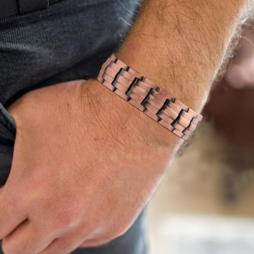 Pulsera De Terapia Magnética Cobre Puro Brazalete P/ Hombre