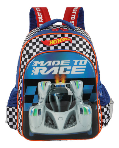 Mochila De Costas Escolar Hotwheels Luxcel Is41501hw Cor Azul