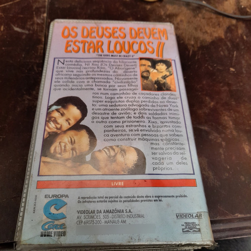 Imagem 5 de 6 de Fita Vhs Os Deuses Devem Estar Loucos 2 Sem Mofo Original.