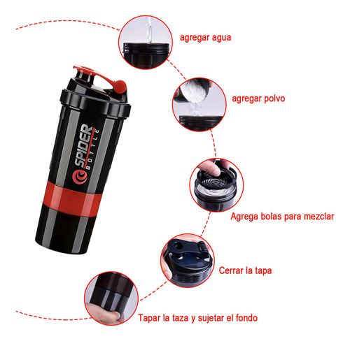 Naiwant® Vaso Mezclador Multifuncional Para Deportes Fitness Color Rojo 500 Ml Adecuada Para Acampar Al Aire Libre, Senderismo, Montañismo,oficina, Fitness
